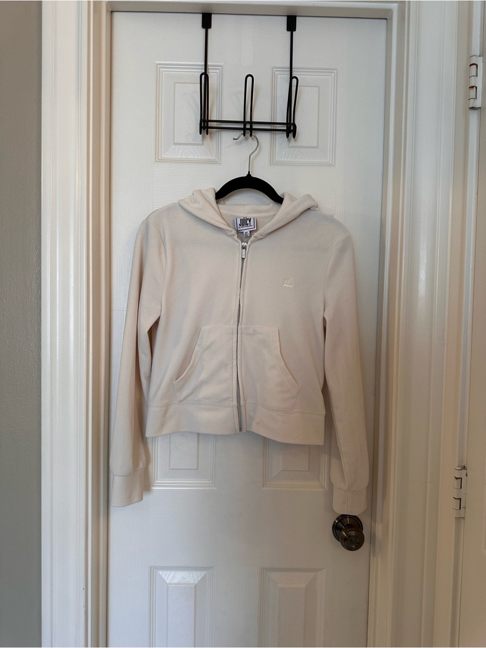 Juicy Couture Cream Zip Hoodie with Front Pockets